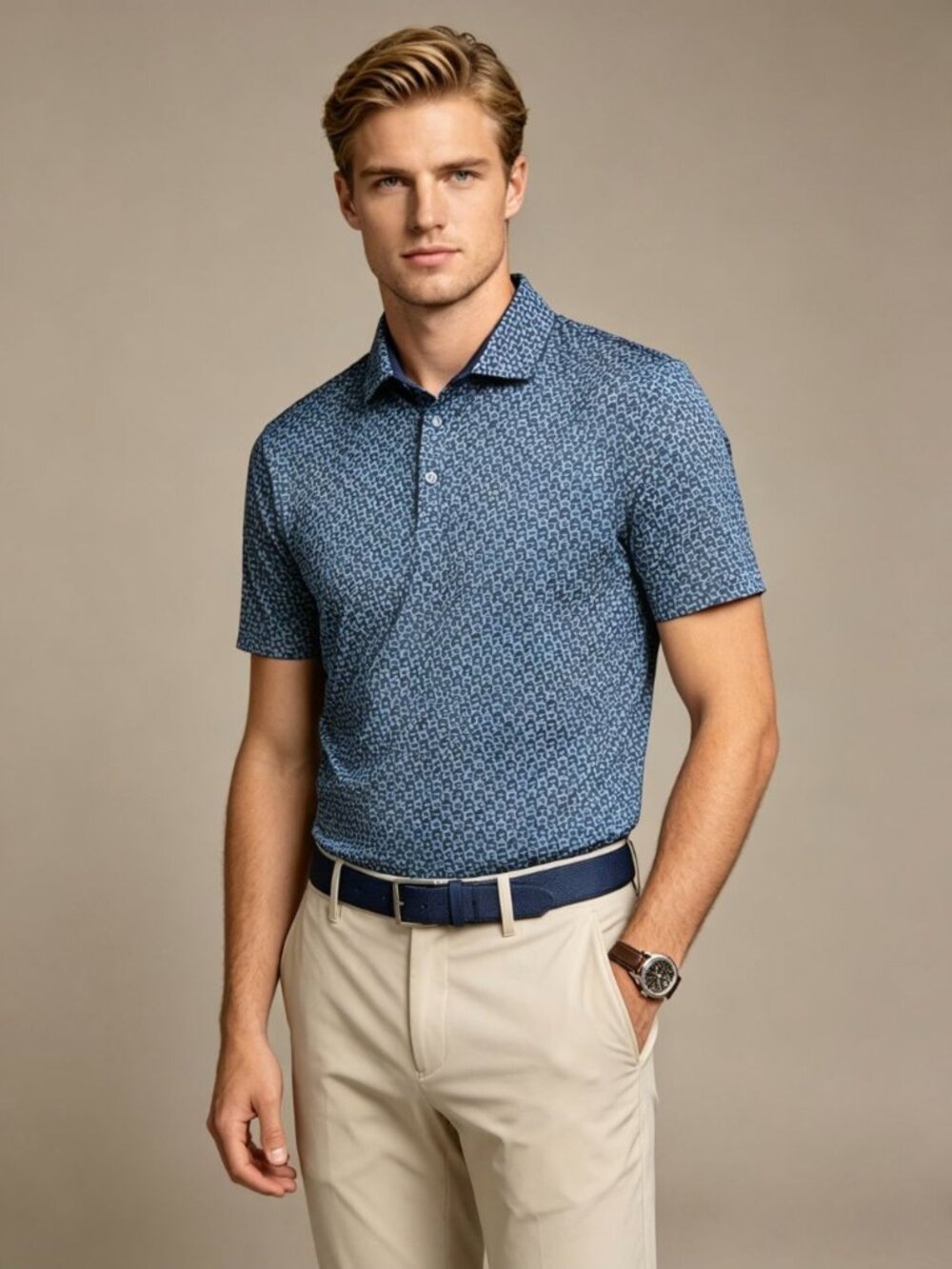 NWOT Redvanly Golf Polo Shirt Mens Blue Short-Sleeved Size L